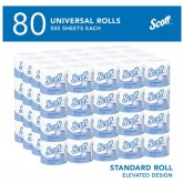 Scott Professional Standard Roll 2-Ply Toilet Paper 04460 - 550 Sheets per Roll, 80 Rolls per Case